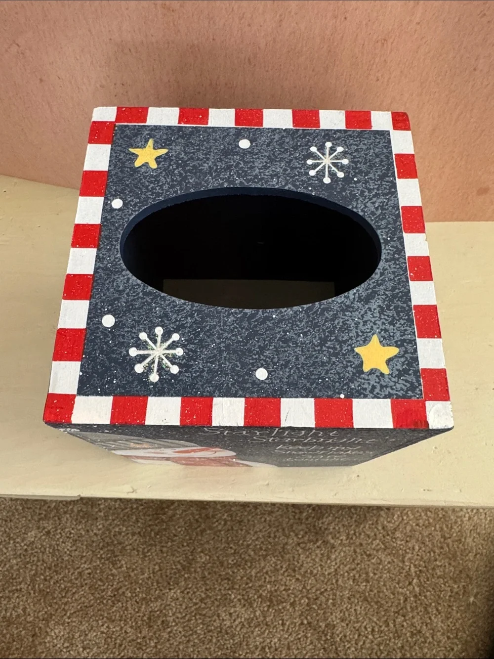 Snowman Holiday Square Box Tissue Holder with Starlight Starbright Rhyme